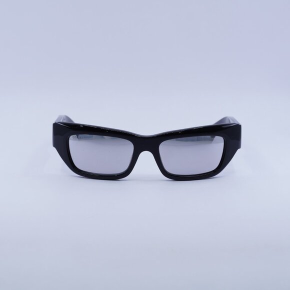 Gucci GG1296S 002 Sunglasses Shiny Black Rectangle Frame, Grey Lenses - Picture 2 of 10